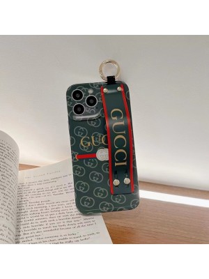 Gucci/グッチ ハイブランド iphone14/14 pro/14 pro maxケース 韓国風 縞柄 ハンドバンド付 リング付き モノグラム ジャケット型 アイフォン14/13/12/11ケース ファッション メンズ レディース 