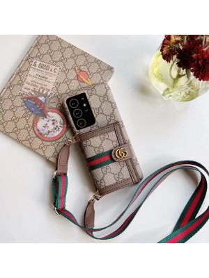 GUCCI ブランド iPhone 14/14Pro/14Pro Maxケース グッチ 韓国風 ストラップ付き 財布型 カードバッグ レザー製 Galaxy S23/S23+/S23 ultraカバー 紛失防止 モノグラム アイフォン14プロ マックス/14プロ/14/13/12/11スマホケース 大人気 メンズ レディース