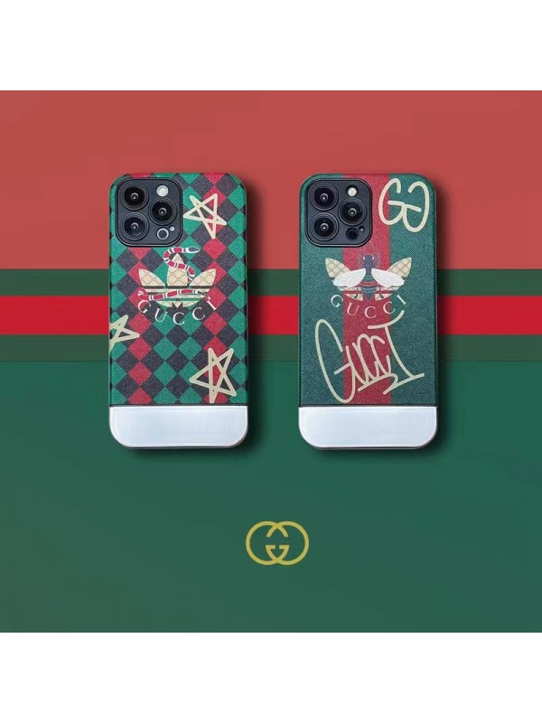 ADIDAS/GUCCI ブランド アディダス/グッチ iphone 14/14 pro/14 pro maxケース モノグラム メッキ風 蜂蛇 トレフォイル柄 コラボ 五芒星 ジャケット型 アイフォン14/14プロ/14プロ マックス/13/12/11カバー 韓国風 メンズ レディーズ