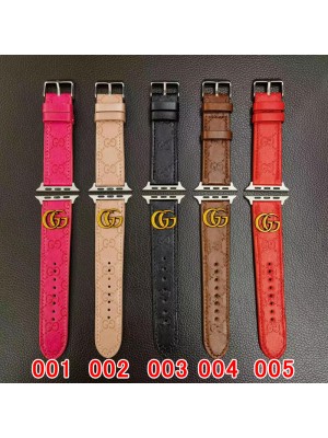 Gucci ブランド アップルウォッチ8/SE2/Ultra/7バンド グッチ レザー製 モノグラム 調節可能 Apple Watch 8/se2/ultra/7/6/5/4/3/2ベルト セレブ愛用 大人気 メンズ レディース