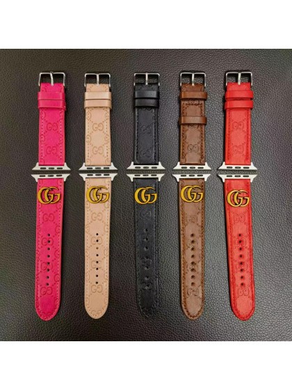 Gucci ブランド アップルウォッチ8/SE2/Ultra/7バンド グッチ レザー製 モノグラム..