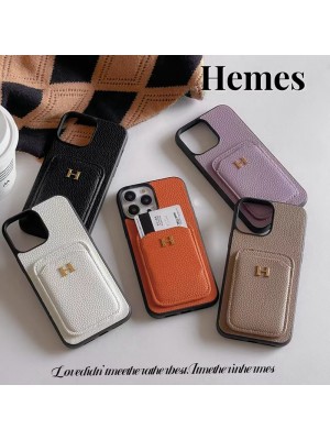 Hermes ブランド iphone15/14 Pro/14 Pro max/14 Plusケース 韓国風 エルメス レザー製 カード入れ モノグラム 収納可能 アイフォン15/14/13/12/11/x/xs/xr/8/7/6カバー ファッション メンズ レディース