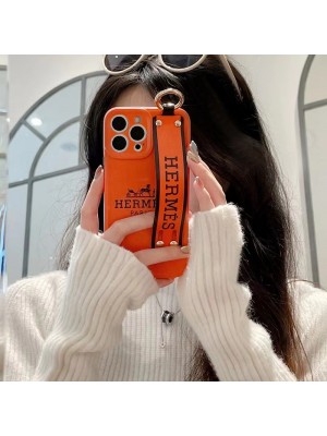 Hermes ブランド iphone14/14 pro/14 pro maxケース 韓国風 エルメス 馬車柄 ハンドバンド付き ジャケット型 モノグラム  リング付 スタンド機能 モノグラム アイフォン14/13/12/11カバー ファッション メンズ レディース