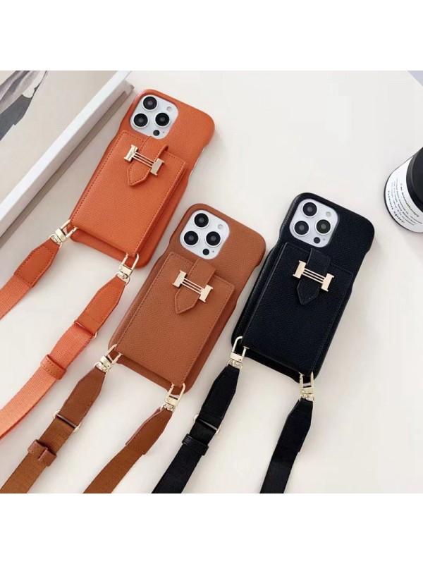 Hermes エルメス iphone 14 plus/14 pro max/14 pro/14ケース 韓国風 カード 財布 収納可能 ストラップ ファッション レザー ペアお揃いアイフォン14プロマックス/14プラス/13/12/11スマホケース ブランド LINEで簡単にご注文可 メンズ レディース