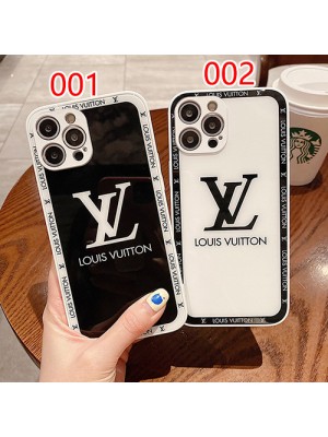 ルイヴィトン ブランド iPhone 13 mini/13 pro/13 pro maxケース 鏡面ガラス型 LV 韓国風 ジャケット型 黒白色 アイフォン13/12/11/x/xr/xs/8/7カバー モノグラム 耐衝撃 ファッション メンズ レディース
