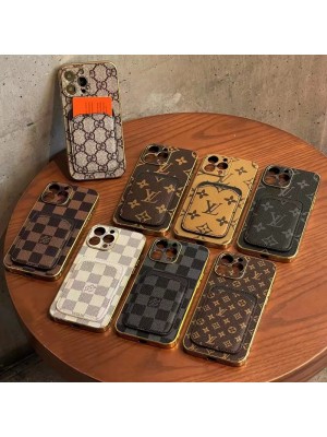 LV/ルイヴィトン ブランド GUCCI/グッチ iphone 14/14 pro/14 pro max/14 plusケース モノグラム カード入れ レザー ポケット アイフォン14/13/12/11/x/xr/xs/8/7カバー ファッション メンズ レディーズ