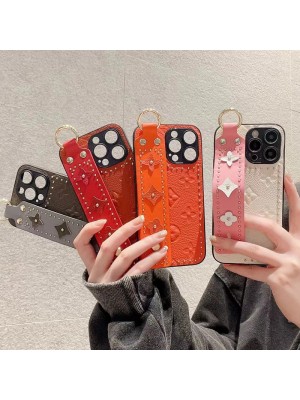 LV ルイヴィトン ブランド iphone 14/14 pro/14 pro maxケース かわいい ハンドバンド付き モノグラム 落下防止 リング 背面レザー アイフォン14/13/12/11/X/XS/XRカバー ファッション メンズ レディース