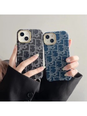 LV Dior ハイブランド ルイヴィトン ディオール iphone 14/14 pro/14 pro max/14 plusケース デニム製 モノグラム ジャケット型 アイフォン14/13/12カバー ファッション メンズ レディース