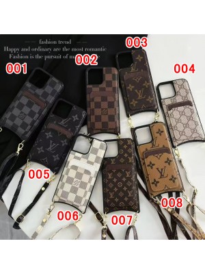 LV/Gucci ルイヴィトン/グッチ ブランド iphone 14/14 pro/14 pro maxケース 韓国風 カード入れ 斜め掛け 収納 ショルダー ストラップ付き 革製カバー バッグ風 モノグラム アイフォン14/13/12/11カバー ファッション メンズ レディーズ