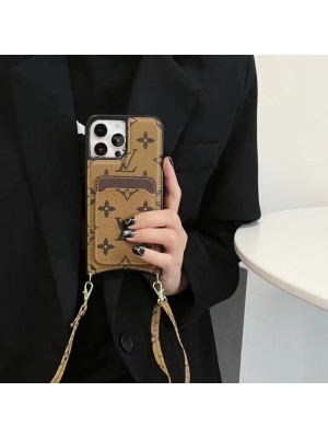 LV/Gucci ルイヴィトン/グッチ ブランド iphone 14/14 pro/14 pro maxケース 韓国風 カード入れ 斜め掛け 収納 ショルダー ストラップ付き 革製カバー バッグ風 モノグラム アイフォン14/13/12/11カバー ファッション メンズ レディーズ