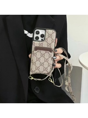 LV/Gucci ルイヴィトン/グッチ ブランド iphone 14/14 pro/14 pro maxケース 韓国風 カード入れ 斜め掛け 収納 ショルダー ストラップ付き 革製カバー バッグ風 モノグラム アイフォン14/13/12/11カバー ファッション メンズ レディーズ