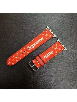 LV/Supreme コラボ ブランド アップル ウォッチ8/SE2/Ultra/7バンド シュプリーム ルイヴィトン モノグラム柄 レザー製  セレブ愛用 Apple Watch 8/7/SE2/6/5/4/SE3/2/1ベルト 激安 ストラップ 腕時計 大人気 メンズ レデイース