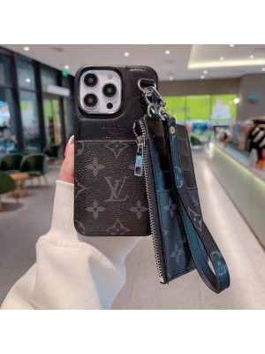 LV ブランド iPhone 14/14 Pro/14 Pro Maxケース 韓国風 ルイ.ヴィトン カード収納 ストラップ付き レザー財布型 モノグラム アイフォン14/14プロ/14プロ マックス/13/12/11/x/xs/xr/8+/7+カバー 芸能人愛用 メンズ レディース