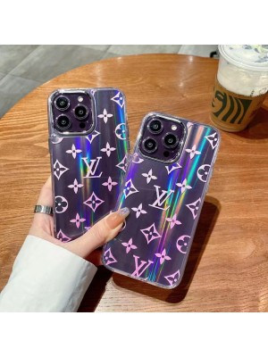 Louis Vuitton ブランド iPhone 14/14 Pro/14 Pro Maxケース 韓国風 クリアケース LV/ルイヴィトン キラキラ ピンク色 モノグラム アイフォン14/14プロ/14プロ マックス/13/12/11カバー ファッション  メンズ レディーズ