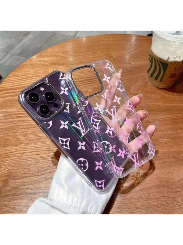 Louis Vuitton ブランド iPhone 14/14 Pro/14 Pro Maxケース 韓国風 クリアケース LV/ルイヴィトン キラキラ ピンク色 モノグラム アイフォン14/14プロ/14プロ マックス/13/12/11カバー ファッション  メンズ レディーズ