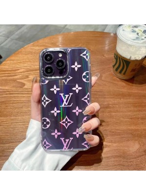 Louis Vuitton ブランド iPhone 14/14 Pro/14 Pro Maxケース 韓国風 クリアケース LV/ルイヴィトン キラキラ ピンク色 モノグラム アイフォン14/14プロ/14プロ マックス/13/12/11カバー ファッション  メンズ レディーズ