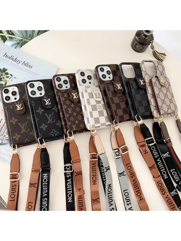 GUCCI グッチ ブランド iphone 14/14 pro/14 pro max/14 plusケース 韓国風 LV ルイヴィトン 財布型 カード入れ 収納可能 レザー 斜めがけ ストラップ付き 紛失防止 アイフォン14/14プロ/14プロ マックス/14プラス/13ミニ/12ミニ/11/x/xs/xr/8/7カバー ファッション メンズ レディース