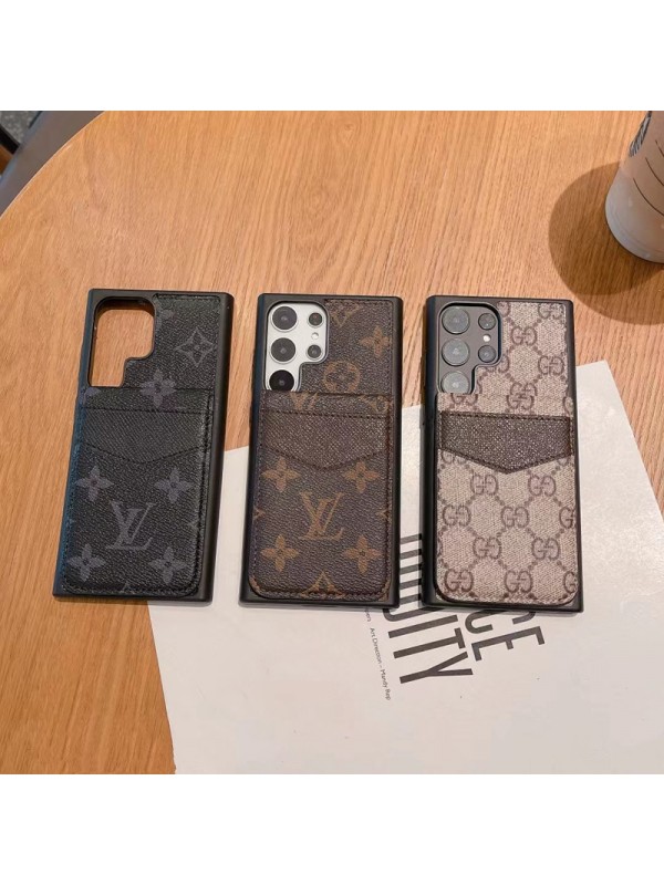 GUCCI グッチ ブランド LV ルイヴィトン iPhone 15/15 Pro/14 Pro Maxケース Galaxy S23/S23+/S23 Plus/S23 Ultraケース 韓国風 モノグラム 財布型 カード入れ レザー ジャケット型 ギャラクシーs23/s23プラス/s23ウルトラ/s22カバー ファッション メンズ レディース