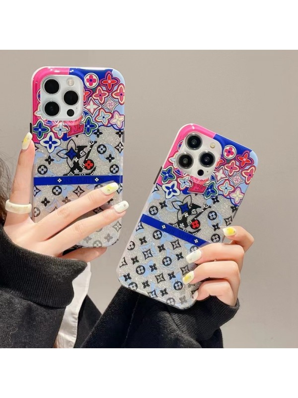 lv ブランド ルイヴィトン iphone 14/14 pro/14 pro maxケース オシャレ キラキラ 花柄 カラー色 モノグラム ジャケット型 アイフォン14/13/12カバー 大人気 メンズ ディーズ