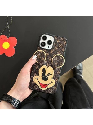 LV ブランド ルイヴィトン iPhone 14/14 Pro/14 Pro Maxケース 韓国風 カード入れ ディズニー ミッキーマウス柄 レザー ミニーマウス モノグラム ジャケット アイフォン14/14プロ/14プロマックス/13/12/11カバー ファッション メンズ レディース