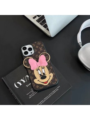 LV ブランド ルイヴィトン iPhone 14/14 Pro/14 Pro Maxケース 韓国風 カード入れ ディズニー ミッキーマウス柄 レザー ミニーマウス モノグラム ジャケット アイフォン14/14プロ/14プロマックス/13/12/11カバー ファッション メンズ レディース