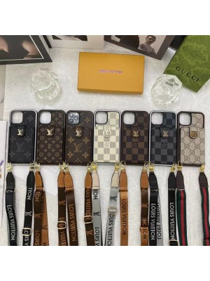 GUCCI/グッチ ブランド LV/ルイヴィトン iPhone 14/14 Pro/14 Pro Max/14 Plusケース 韓国風 ストラップ付き 財布型  カード入れ レザーバッグ 紛失防止 アイフォン14/14プロ/14プロ マックス/14プラス/13/12/11/x/xs/xr/8+/7plusカバー ファッション メンズ レディース