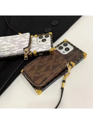 Michael Kors ハイブランド マイケル・コース iphone 13/13 pro/13 pro maxケース 財布型 MK ストラップ付 トランク型 レザー製 バッグ ins風 アイフォン13/12/11カバー ファッション メンズ レディース