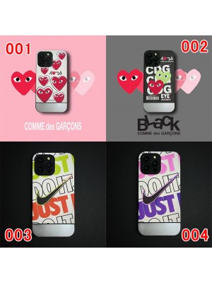 NIKE CDG ブランド iphone 14/14 pro/14 pro maxケース 韓国風 ナイキ コムデギャルソン メッキ 心柄 Comme des Garçons モノグラム ジャケット型 アイフォン14/14プロ/14プロマックス/13/12/11カバー ファッション メンズ レディーズ 