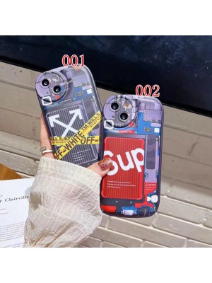 OFF-WHITE/オフホワイト SUPREME/シュプリーム ブランド iphone 13/13 pro/13 pro maxケース モノグラム 個性 楕円風 スーツケース柄 ジャケット型 ファッション メンズ レディーズ