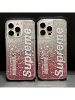 Supreme ブランド iphone 14/14 pro/14 pro max/14 plusケース オシャレ 流れ風 クリア キラキラ シュプリーム モノグラム ジャケット型 アイフォン14/14プロ/14プロ マックス/14プラス/13/12/11/x/xs/xr/8 plus/7 plusカバー 韓国風 コピー メンズ レディーズ