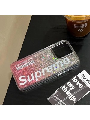 Supreme ブランド iphone 14/14 pro/14 pro max/14 plusケース オシャレ 流れ風 クリア キラキラ シュプリーム モノグラム ジャケット型 アイフォン14/14プロ/14プロ マックス/14プラス/13/12/11/x/xs/xr/8 plus/7 plusカバー 韓国風 コピー メンズ レディーズ