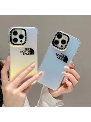 the north face ブランド iphone 14/14 pro/14 pro maxケース 韓国風 ザノースフェイス メッキ風 クリアケース モノグラム ジャケット型 アイフォン14/13/12/11カバー ファッション メンズ レディース