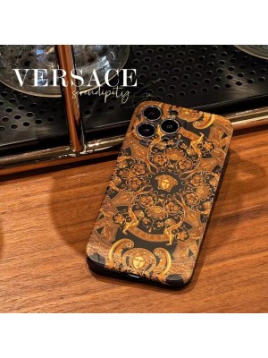 VERSACE ブランド iphone 14/14 pro/14 pro maxケース ヴェルサーチ かわいい メドゥーサ柄 モノグラム アイフォン14/13/12/11カバー ジャケット型 韓国風 メンズ レディーズ