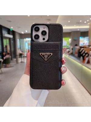 Prada YSL ブランド iphone15 14Pro max/14Pro/14ケース 韓国風 カード入り レザー プラダ Yves Saint Laurent イヴ･サンローラン モノグラム 背面バッグ スタンド機能 収納可能 アイフォン15/14/13/12/11/x/xs/xr/8/7カバー ファッション メンズ レディース