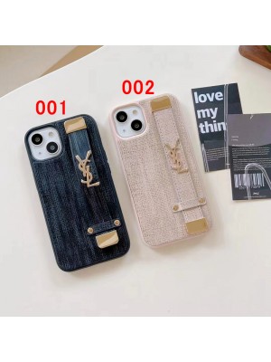 YSL ブランド iPhone 14/14 Pro/14 Pro Maxケース イブ・サンローラン 韓国風 ハンドバンド付き モノグラム Yves Saint Laurent レザー ジャケット型 紛失防止 アイフォン14/14プロ/14プロ マックス/13/12カバー ファッション メンズ レディース