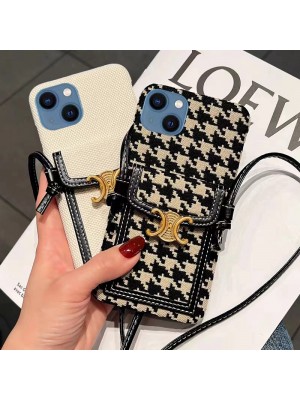 Celine セリーヌ ブランド galaxy s23/s23 plus/s23 ultraケース 韓国風 レザー 財布型 チェーン付き 斜め掛け ショルダーバング カード入れ 収納可能 iphone14/14 pro/14 pro max/14 plusスマホケース モノグラム アイフォン14/13/12/11カバー 大人気 メンズ レディース