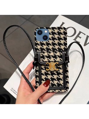 Celine セリーヌ ブランド galaxy s23/s23 plus/s23 ultraケース 韓国風 レザー 財布型 チェーン付き 斜め掛け ショルダーバング カード入れ 収納可能 iphone14/14 pro/14 pro max/14 plusスマホケース モノグラム アイフォン14/13/12/11カバー 大人気 メンズ レディース