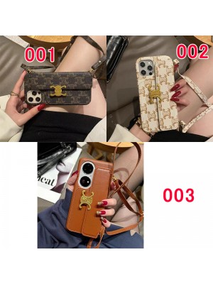 celine セリーヌ ブランド iphone 14 pro max/14 pro/14/13/12/11ケース かわいい バッグ型 カード入れ レザー ストラップ  モノグラム 斜めがけ galaxy s23/s23+/s23 Plus/s23 ultra/note20カバー 韓国風 ファッション メンズ レディース