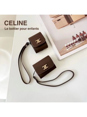 Celine/セリーヌ ブランド AirPods Pro 2/3/Pro/2/1ケース モノグラム レザー製 バック型 チェーン付き 第1/2/3世代 保護性 紛失防止 セレブ愛用 エアーポッズ プロ2/3ケース 軽量 収納 便利 ファッション メンズ レディーズ