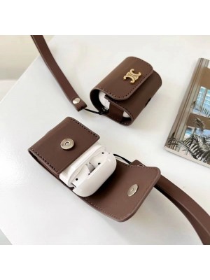 Celine/セリーヌ ブランド AirPods Pro 2/3/Pro/2/1ケース モノグラム レザー製 バック型 チェーン付き 第1/2/3世代 保護性 紛失防止 セレブ愛用 エアーポッズ プロ2/3ケース 軽量 収納 便利 ファッション メンズ レディーズ