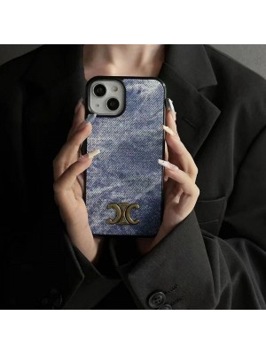 CELINE ブランド セリーヌ  iphone 14/14 pro/14 pro maxケース デニム風 モノグラム ジャケット型 アイフォン14 13 12 カバー 個性 ファッション経典 ファッション メンズ レディース