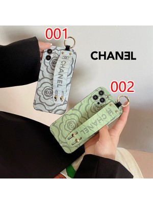 シャネル iphone 13/13 pro/13mini/13 pro max/12 pro max/11ケース ハイブランド 個性 カメリア柄 CHANEL レザー ハンドベルト付き リング モノグラム アイフォン13/12/11/X/XS/XR/8/7カバー ファッション メンズ レディーズ