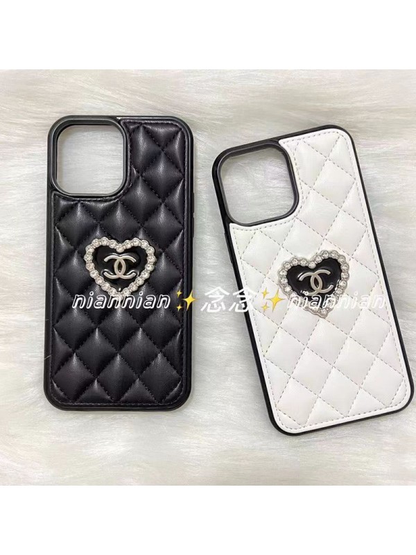 Chanel シャネル ブランド Iphone 14 Pro/14Pro Max/14ケース 韓国風 ステッチ ハード柄 レザー きらきら 黒白色 ジャケット型 TPU アイフォン14/13/12/11/x/xs/xr/8 plus/7 plusカバー ファッション レディース