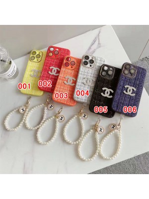 CHANEL ブランド シャネル iphone 14/14 pro/14 pro maxケース 韓国風 ジュエリー風 チェーン付き キラキラ モノグラム柄 セレブ愛用 ジャケット アイフォン14/14プロ/14プロマックス/13/12/11カバー ファッション メンズ レディース