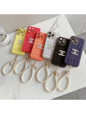 CHANEL ブランド シャネル iphone 14/14 pro/14 pro maxケース 韓国風 ジュエリー風 チェーン付き キラキラ モノグラム柄 セレブ愛用 ジャケット アイフォン14/14プロ/14プロマックス/13/12/11カバー ファッション メンズ レディース