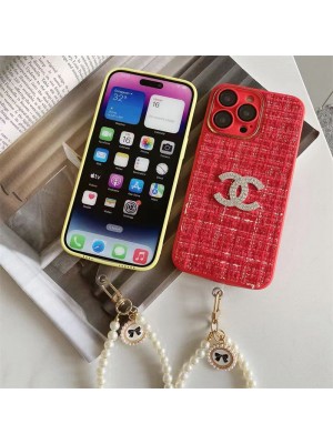 CHANEL ブランド シャネル iphone 14/14 pro/14 pro maxケース 韓国風 ジュエリー風 チェーン付き キラキラ モノグラム柄 セレブ愛用 ジャケット アイフォン14/14プロ/14プロマックス/13/12/11カバー ファッション メンズ レディース