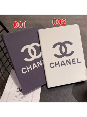 chanel シャネル ipad 10/pro 2022ケース モノグラム ブランド 手帳型 スタンド機能 レザー 黑白色 アイパッド10/9/プロ2022/エアー5/ミニ6/8/7/4/3/2カバー 大人気 メンズ レディース