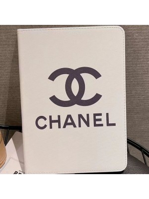 chanel シャネル ipad 10/pro 2022ケース モノグラム ブランド 手帳型 スタンド機能 レザー 黑白色 アイパッド10/9/プロ2022/エアー5/ミニ6/8/7/4/3/2カバー 大人気 メンズ レディース