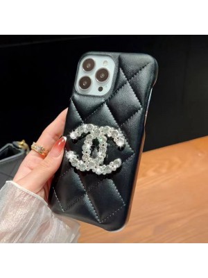 CHANEL ハイブランド シャネル iPhone 14/14 Pro/14 Pro Maxケース モノグラム風 レザー キラキラ アイフォン14プロ マックス/14プロ/14/13/12/11カバー ファッション メンズ レデイース