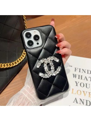 CHANEL ハイブランド シャネル iPhone 14/14 Pro/14 Pro Maxケース モノグラム風 レザー キラキラ アイフォン14プロ マックス/14プロ/14/13/12/11カバー ファッション メンズ レデイース